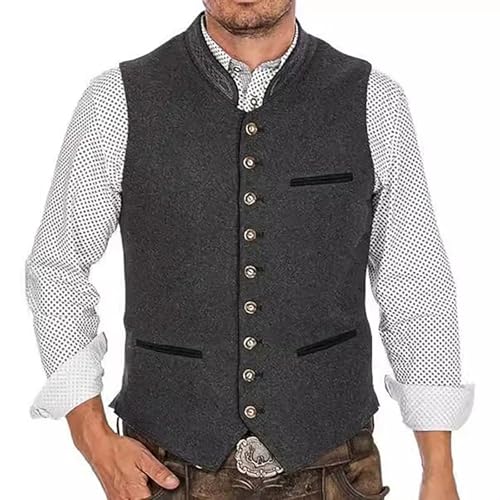 Mens Vest丨Dress Grey Big and Tall Vests for Men Lightweight Simply Business Casual Suit Vests Button Up with Pocket