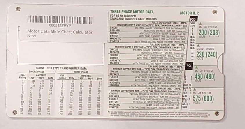 Motor Data Slide Chart Calculator