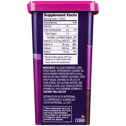 Viactiv Calcium +Vitamin D3 Supplement Soft Chews, Milk Chocolate, 100 Chews #TOP3