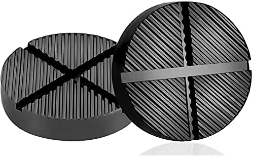 OMETTER Floor Jack Rubber Pad, 2 Packs Universal Floor Jack Rubber Pad, Jack Pad Adapter Pinch, Cross Groove Design, Weld Side Frame Rail Protector Puck/Pad