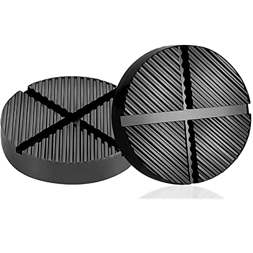 Ometter Floor Jack Rubber Pad, 2 Packs Universal Floor Jack Rubber Pad, Jack Pad Adapter Pinch, Cross Groove Design, Weld Side Frame Rail Protector Puck/Pad #TOP21
