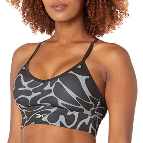 Image of Reebok Women's Satin 91% PES /9% El-Interlock-Hydrophilic Finish /Print-Digital Sublimation-Disperse Classic Workout Sports Bra