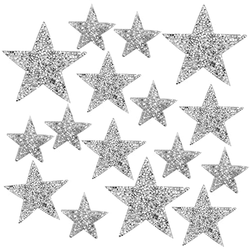 Hyakoz 16 Piezas Parches para Ropa Termoadhesivos Apliques de Estrella Parches Planchados de Estrellas para Ropa, Jeans, Sombrero, Mochila(8/6/4 cm)