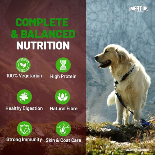 Image of Meat Up Adult Dry Dog Food 6kg (3kg + 3kg) | 100% Vegetarian | Supports Healthy Skin & Beautiful Coat | Rich in Antioxidants | Enriched with Vitamins & Minerals