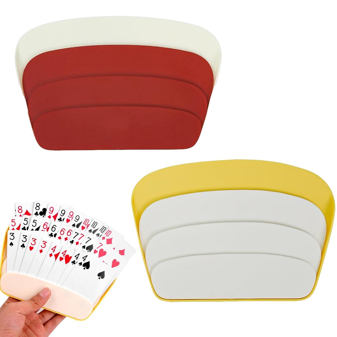 2 Pezzi Porta Carte da Gioco Supporto di Carte da Poker in Plastica Porta Carte per Bambini Anziani Adulti Disabili Mani Libere