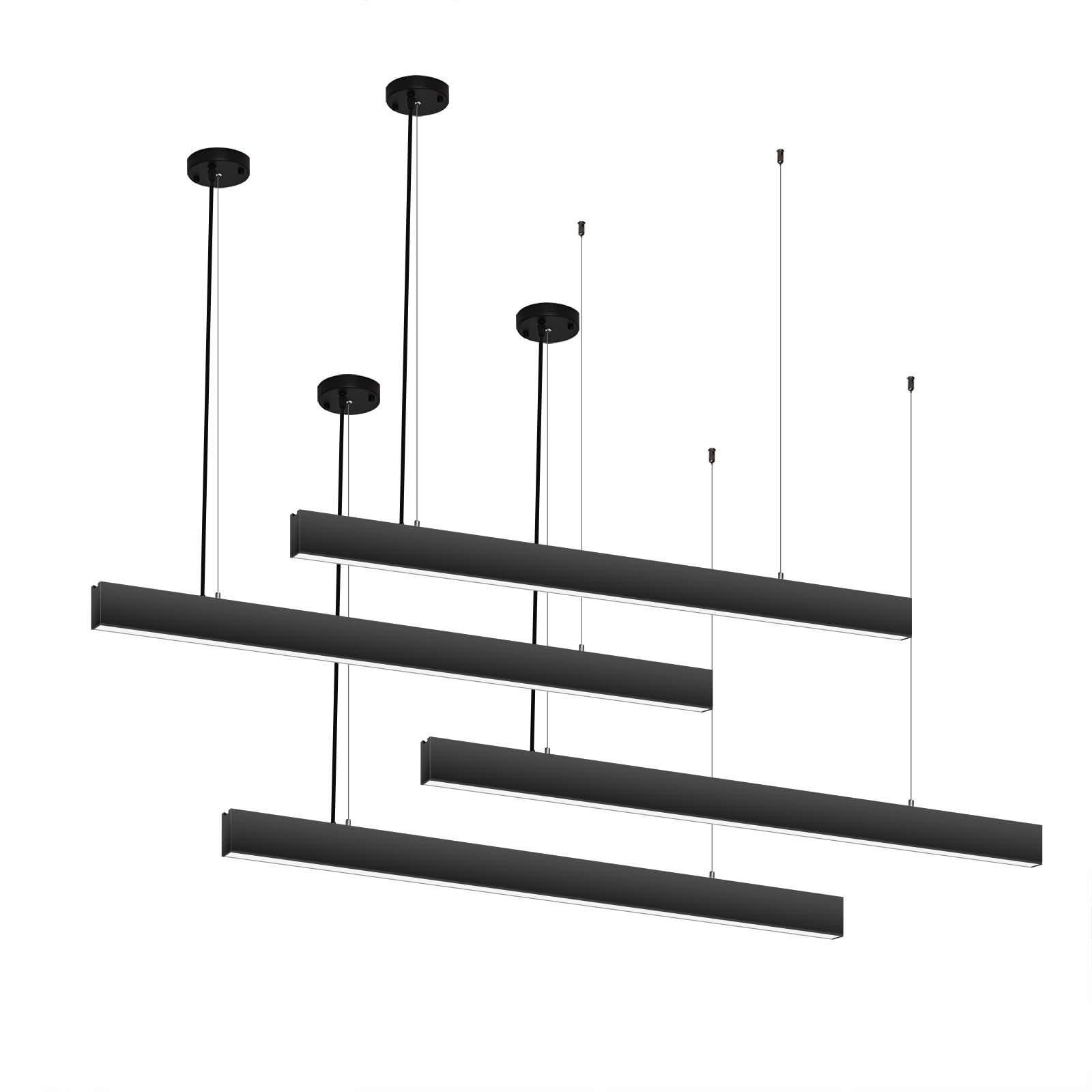 4FT Led Linear Light, 50W Linear Light Fixture Silicon Controlled Dimming 3000K to 5000K Color Changing, Ceiling Shop Light, Suspended Office Lighting Fixture 4 Pack