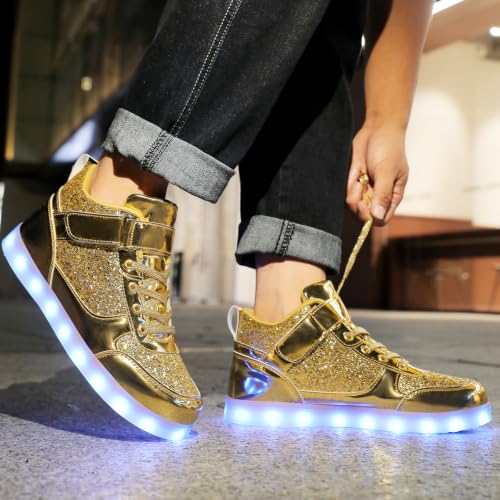 Image of JEVRITE Unisex LED Light Up High Top Sneakers - USB Charging for Women & Men - Couples Shoes