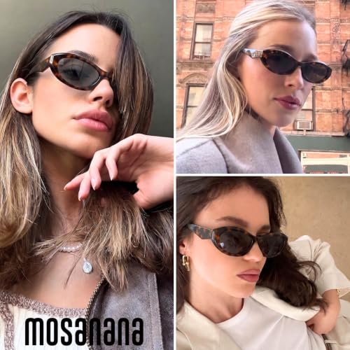 Image of mosanana Oval Cat Eye Sunglasses for Women Retro Y2K Style MS52372 | Geometric Stylish Temples, UV400 Protection, Designed for Daily Outfits, Travel and Fashion Looks