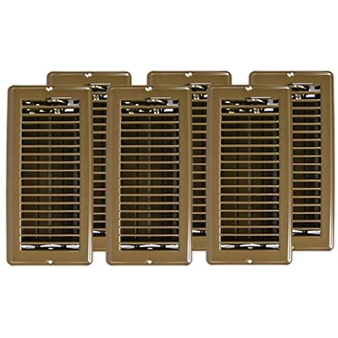 Continental Industries Metal Floor Registers - Vent Cover Set - Floor Vents 4x10 Brown, Set of 6 Cover