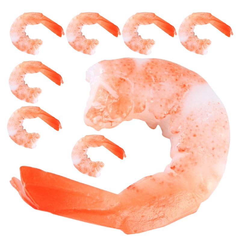 Abaodam Simulated Shrimp Model Artificial Peeled Shrimp Food Props for Photography Party Decor Lightweight Realistic Fake Prawn Display