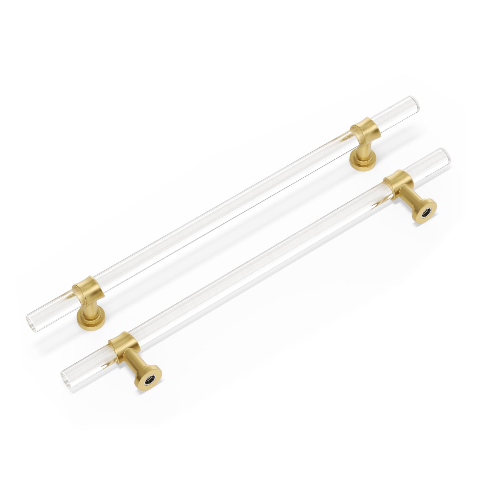 Peaha 10 Pack Acrylic Drawer Pulls Kitchen Cabinet Handle -LS9165GD160 Gold Dresser Drawer Pull Brushed Brass Cabinet Hardware