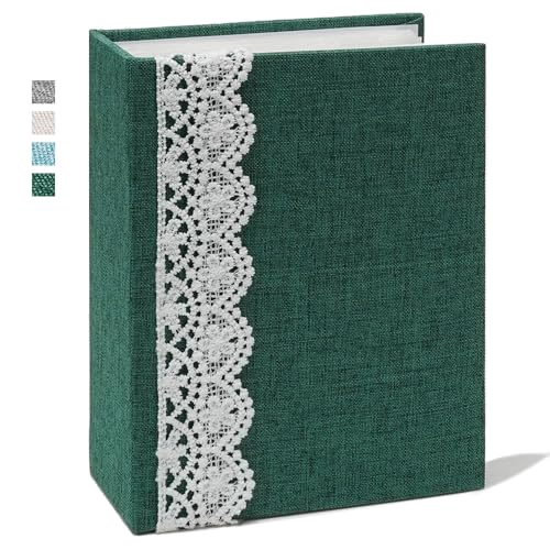 Vienrose Photo Album With Lace Trim For 4X6 Photos Linen Cover 100 Pockets Photo Books Slip-In Picture Albums Wedding cover