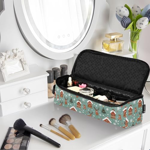 Bolsa de viaje resistente al calor y tapete para planchas y rizadores de cabello con diseño navideño de mármol Winter Design, organizador portátil para herramientas de cuidado capilar miniatura 7