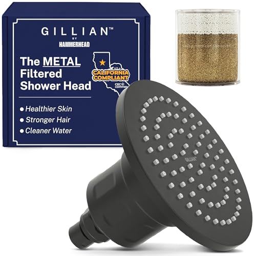 Image of Gillian Filtered Shower Head for Hard Water - High Pressure Metal Showerhead Filter For Hair and Skin with Genuine KDF-55 - Removes Toxic Chemicals, Chlorine and Heavy Metals, Matte Black