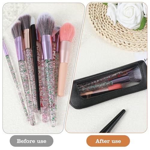 Clear Makeup Bag Double Sided Clear Toiletry Bag for Women Portable Make Up Organizer Traveling Compact Car Bags Makeup Brush Bags Travel Makeups Brush Holder Small Make up Organizer(Black)4