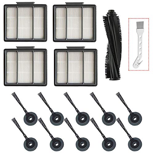 Lemige 16 Pack Replacement Filter & Side Brush for Shark ION Robot S87 R85 RV850 Vacuum Cleaner, 1 Main Brush, 4 HEPA Filters, 10 Side Brush, 1 Clean Brush