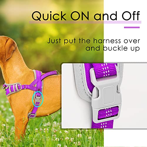 Adventuremore Dog Harness For Large Dogs No Pull, Sport Dog Halter Harness Reflective Breathable Dog Vest Escape Proof Dog Harness With Easy Control Front Clip Handle For Training Walking L Purple #TOP2