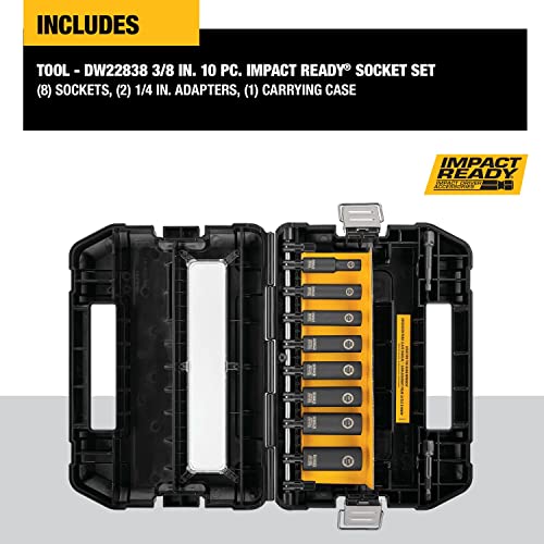 Dewalt Impact Socket Set, 10-Piece Mechanic Tool Set, Sae, 3/8-Inch Drive (Dw22838) #TOP1