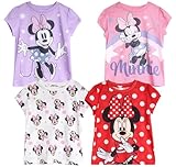 Disney Minnie Mouse Princess Girls Shirts - 4 Pack Short Sleeve Girls Graphic Tees for Toddler and Little Kid (Size 2T-7), Size 5, Minnie Multi
