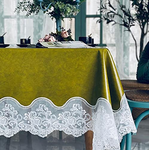 Nappe en dentelle rectangulaire cuir vert déco table européenne