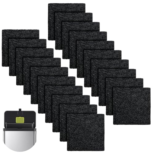 20 Packs 3.15x3.15x0.32 Inch Odor Absorbing Filter Refills for EKO Trash Cans, Activated Charcoal Deodorizer Compatible with EKO Step &amp; Touchless Garbage Cans with Built-in Filter Compartment