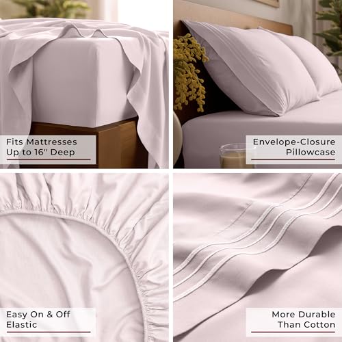 Image of Mellanni Twin Sheets Set - 3 PC Iconic Collection Bedding | Hotel Luxury, Extra Soft, Cooling Bed Sheets - Wrinkle, Fade, Stain Resistant (Twin, Blush Pink)