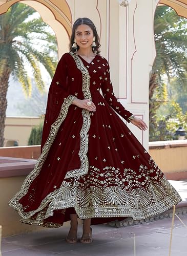 Image of Fashion Basket Faux Georgette Sequins Anarkali Dress for Women