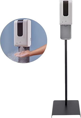Dispensador automático de desinfectante de manos con soporte y colector de goteo y botella recargable (valor minorista de $150 en dólares en