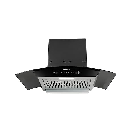 Faber 75 cm 1250 m3/hr Auto-Clean Curved Glass Kitchen Chimney [HOOD EVEREST 3D IN HC SC FL LG 75 ] with Filterless technology, Gesture & Touch Control, Black