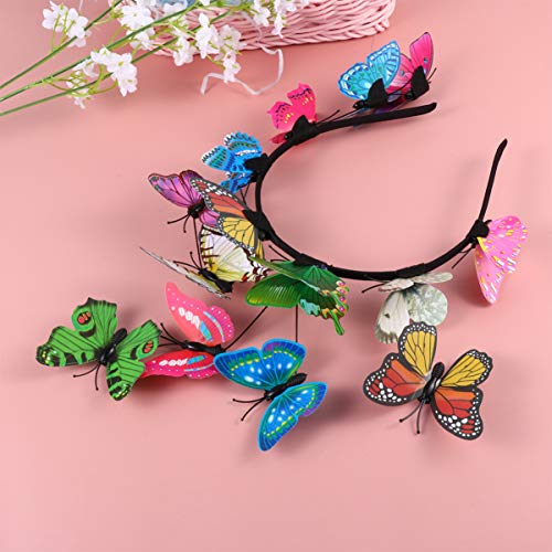 Lurrose Simulation Butterfly Headband 3D Butterfly Hairband Party Hair Accessories Festival Headband for Woman Girls Kids (Colorful) - Image 2