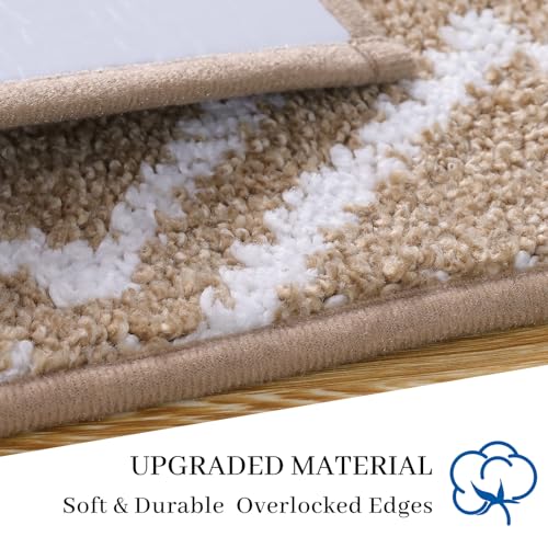 RIOLAND Non-Slip Carpet Stair Treads Indoor 15PCS Stair Runners for Wooden Steps Edging Stair Treads for Kids Elders and Dogs, 8\" X 30\", Beige