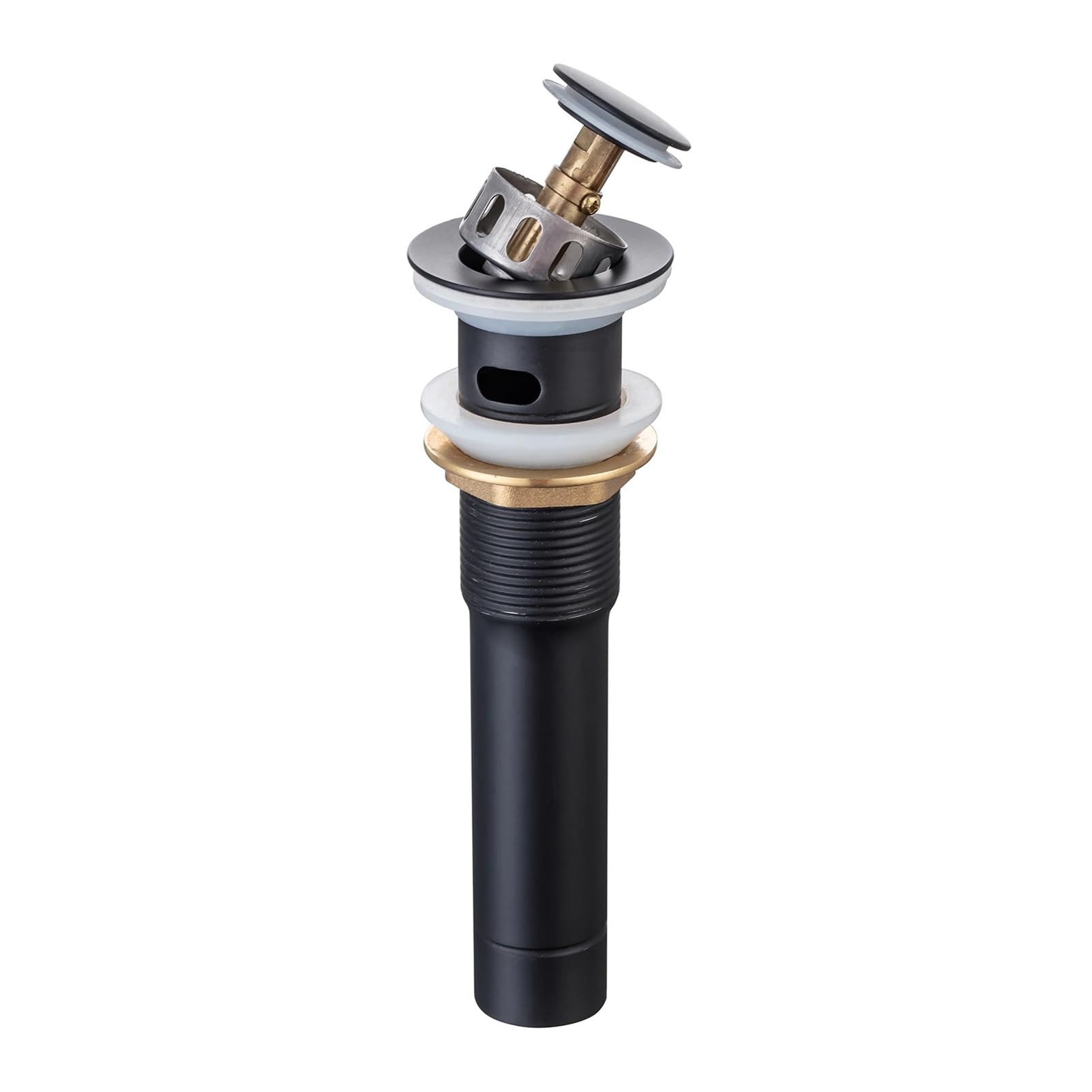 ZYCHSJXA Stainless Steel Bathroom Basin Sink Pop Up Drain with Overflow Waste Stopper Faucet Accessory Strainer(Black)