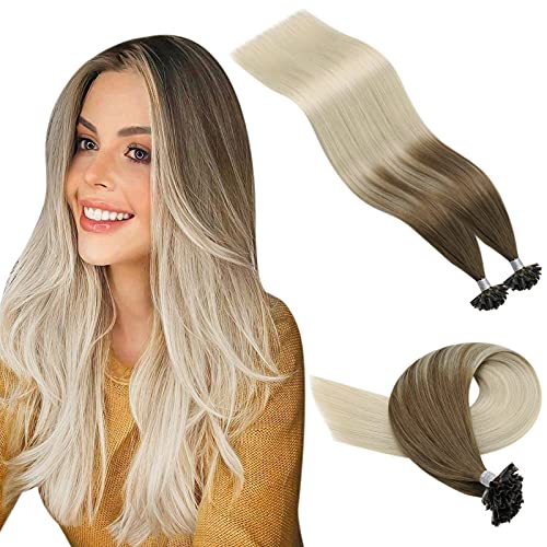 YoungSee Blonde U Tip Hair Extensions Human Hair 24 Inch Keratin Bond Hair Extensions U Tips Human Hair Extensions Keratin Tip 1g/s Blonde Hair Extensions Platinum U Tip Human Hair 50g