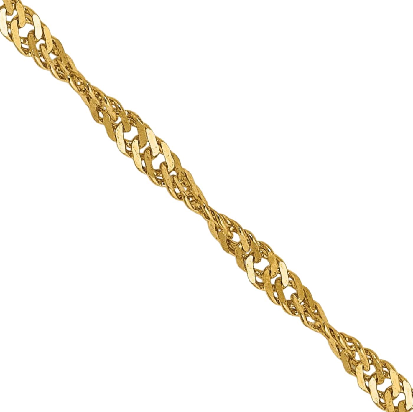 IceCarats 14K Solid Yellow Gold 1.7mm Thin Singapore Chain Necklace Polished