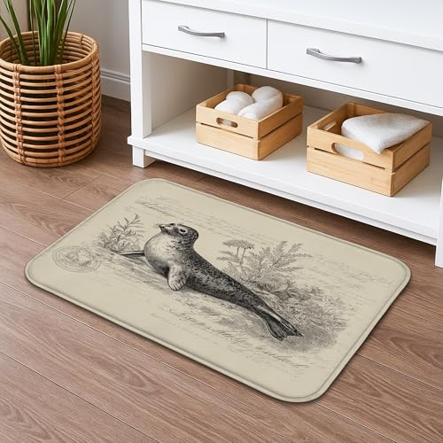 Badezimmerteppich Robbe Schwarz Weiß Tier, Lustige Badvorleger Resistente Badematte 40X60Cm Für Schlafzimmer Innen Garten Badezimmerteppich Robbe Schwarz Weiß Tier, Lustige Badvorleger Resistente Badematte 40X60Cm Für Schlafzimmer Innen Garten