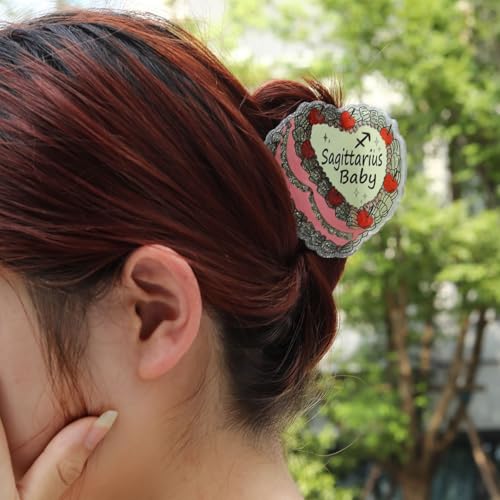 Sagittarius Baby Acetate Hair Claw, Personalized Acetate Hair Clip for Women Gift,Birthday Prentent 7cm/2.75in, Pink and White