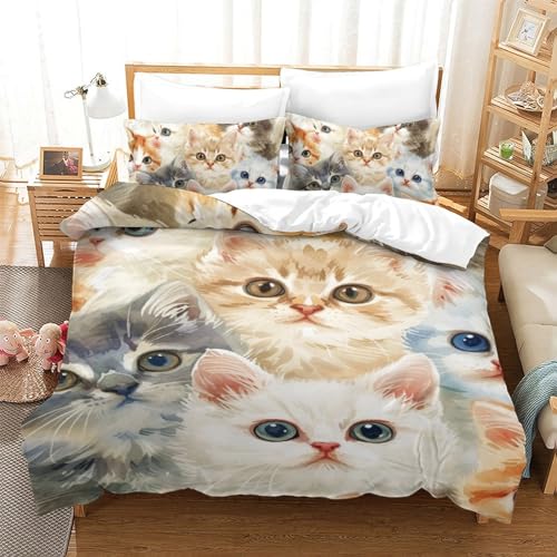 Housse de couette chat 3D microfibre de qualité supérieure avec taies - 2
