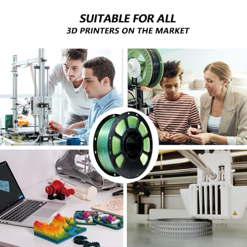 Image of iBOSS PLA Plus Filament 1.75mm+ /- 0.02 mm, 3D Printer Filament Transparent Tri Color Filament with Shiny Glitter, 3D Printing Filament, 1KG /Spool Transparent Sparkling Yellow Blue