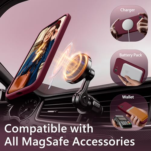 Image of FireNova Magnetic for iPhone 17e Case /iPhone 16e Case, Compatible with MagSafe, [Silicone Camera Protection] Microfiber Lining Phone Case, 6.1 inch, Plum