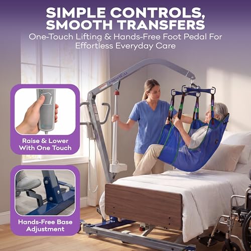 Image of ProHeal Patient Lift - Safe and Easy Bariatric Full Body Patient Transfer Lifter for Home Use and Facilities - Floor, Low Bed and Chair Lifting, 600 LBS Weight Capacity, 6 Point Spreader Bar