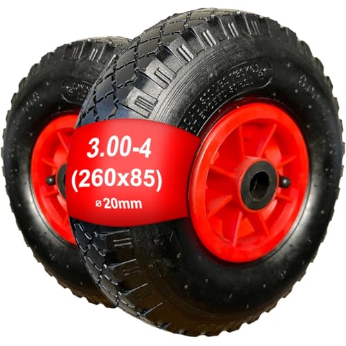 4x Sackkarrenrad Luftrad 260x85 mm 3.00-4 60 mm Nabenlänge