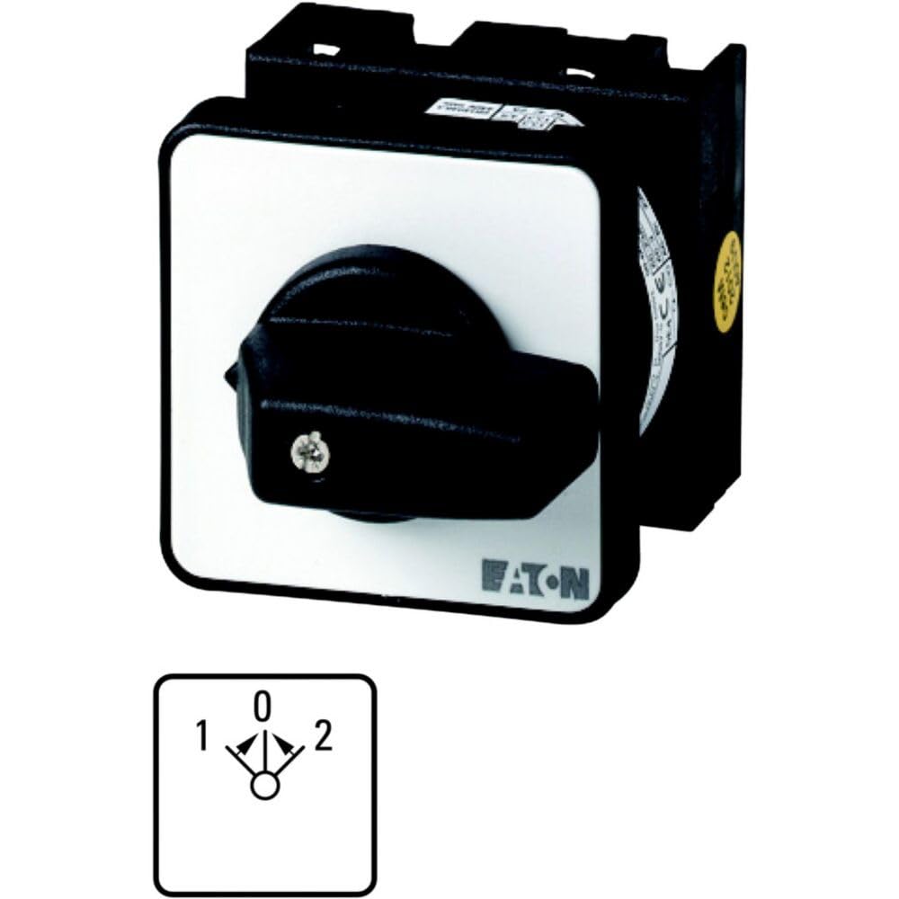 Eaton T0-3-8216/EZ Z Interruptor Conmutador, Contactos 6, 20 A, Placa Indicadora 2>0<1, 45°, Retorno, Montaje Empotrado con Fijación Central