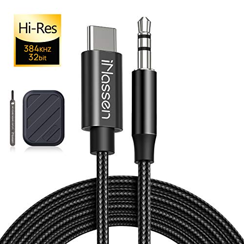 USB C to 3.5mm Audio Aux Jack Cable, iNassen Type C Adapter to