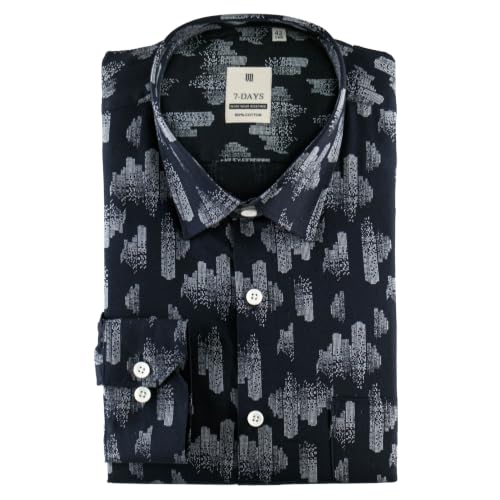 Image of 7-DAYS Men's Premium Printed Shirt - 100% Cotton, Regular Fit, Full Sleeve, with Pocket - Versatile for Formal Occasions and Casual Wear