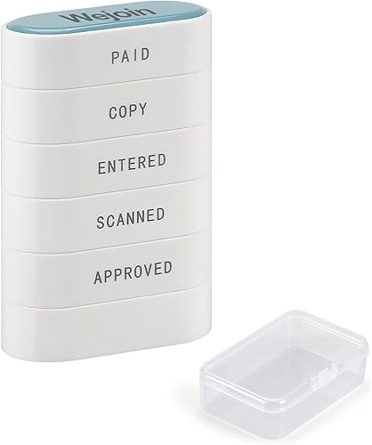 WEJOIN Sellos de oficina - Juego de sellos de goma preentintados 5 en 1 pago, copia, ingresado, escaneado, sello aprobado, sello de tinta roja, WEJOIN Sellos de oficina - Juego de sellos de goma preentintados 5 en 1 pago, copia, ingresado, escaneado, sello aprobado, sello de tinta roja,