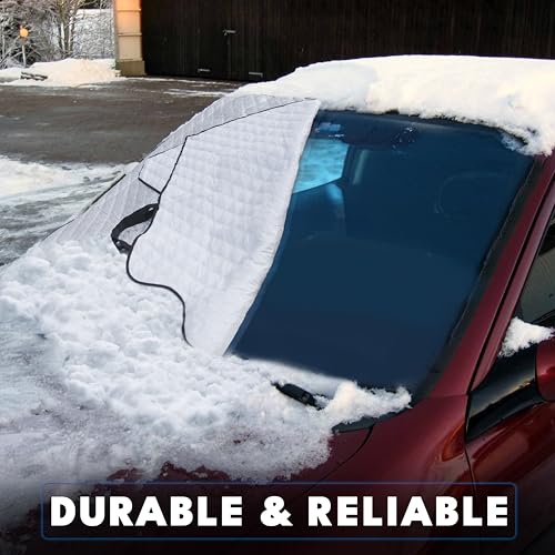 Image of EcoNour Car Windshield Winter Cover for Ice and Snow - PEVA Fabric Four-Layered Frost Cover with Magnetic Edges -Thickened Snow Cover - Fits Most Cars SUVs,CRV, Van, Sedan - Medium (62 x 48 inches)