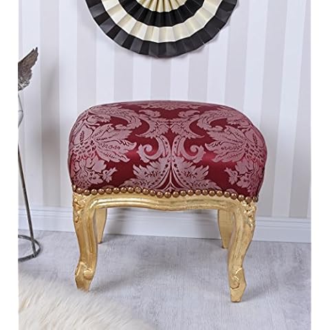 Hocker Barock Fussbank Rot Füssbänkchen Fußschemel Schemel Antik cat689a05 Palazzo Exklusiv Cover