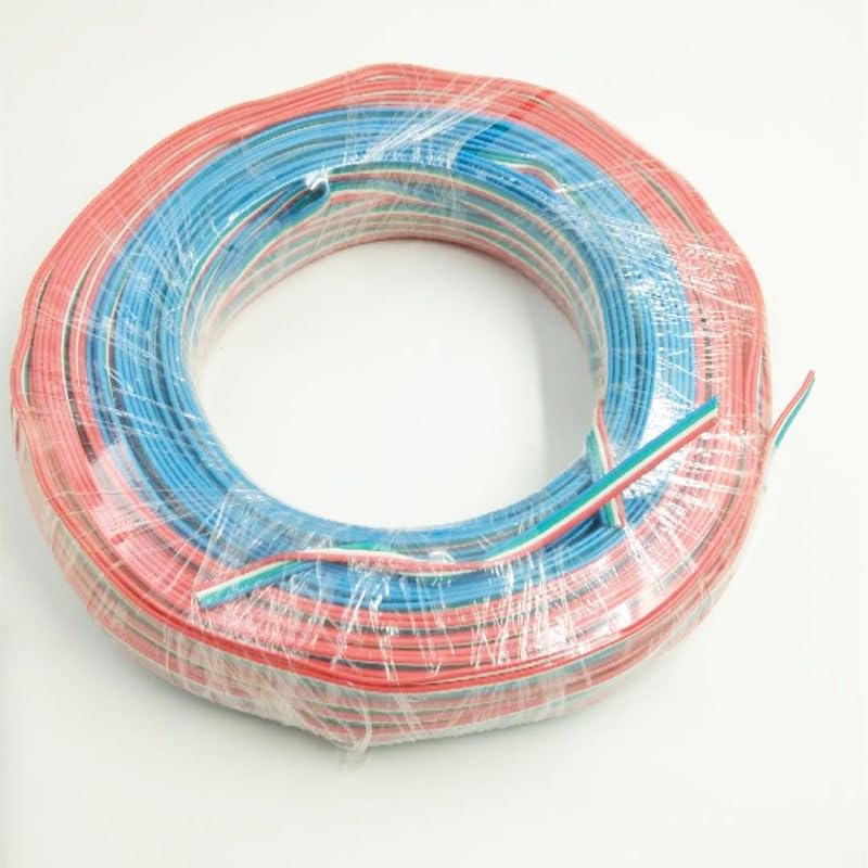 Cavo a Nastro Piatto a 4 Pin 20 AWG da 100 m con connettori Stampati, 100 m/Rotolo, Filo colorato (Color : Black)