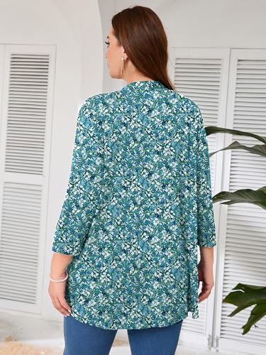Image of AusLook Women's Plus Size Lightweight Open Front Cardigan 3 /4 Sleeve Cover Ups Shrugs Shawls and Wraps Kimono Jacket Coat