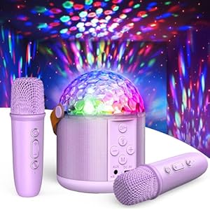 Dislocati Karaoke Anlage mit 2 Bluetooth Mikrofonen, Musik Weihnachts Geschenke Spielzeug Mädchen 3-15 Jahre, Karaoke Microphone Set mit Disco Licht und 5 Toneffekten, Ideal für Familienfeiern